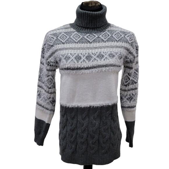 Coco Y Club Cable Knit Fair Isle Sweater Small Cottagecore Boho Minimalist Ski - Picture 1 of 9